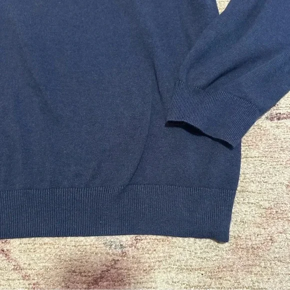 J McLaughlin Men's Navy Blue 1/4 Zip Mock Neck Cotton Pullover TATE Sweater XL - Picture 5 of 14